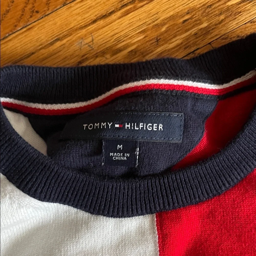 Tommy Hilfiger Red, White & Navy Block Crewneck Sweater